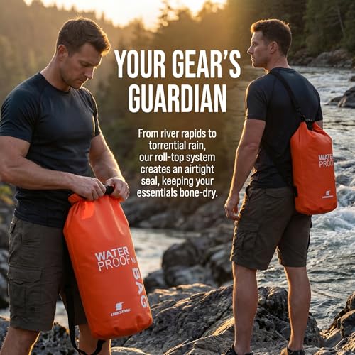 Bolsa seca profesional impermeable de PVC 500D color naranja con cierre enrollable y anilla en D, capacidad 5 litros, para rafting, kayak, senderismo y playa miniatura 5