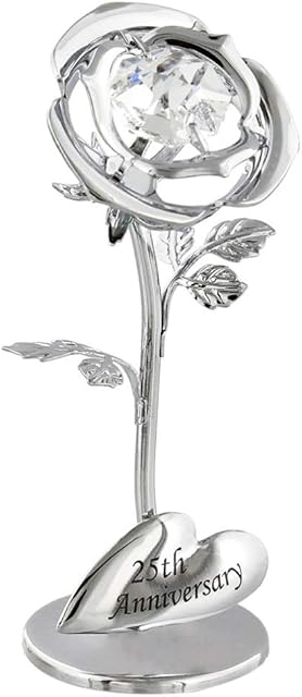 Haysom Interiors Modern 25th Anniversary Silver Plated Flower with Clear Swarovski Crystal Bead by Happy Homewares