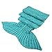 LAGHCAT Mermaid Tail Blanket Knit Crochet Mermaid Blanket for Adult, Oversized Sleeping Blanket, Wave Pattern (75