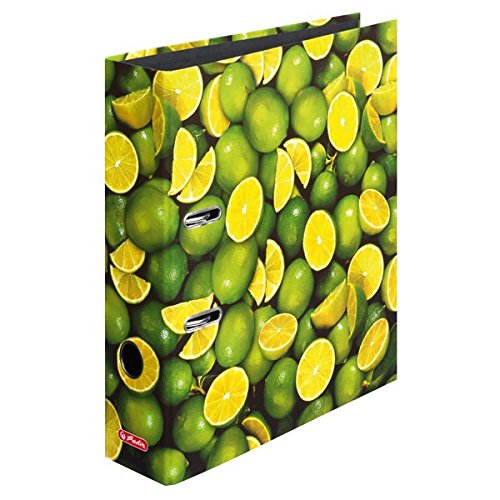 herlitz 10485134 Ordner maX.file, A4, Rückenbreite: 8cm, schwarzer Innenspiegel, Motiv: Lemon, 10 Stück