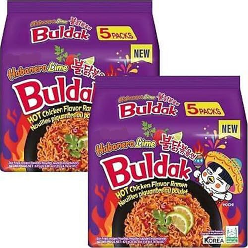 YIJIA | Pack 10 Ramen Coreano Picante sabor a “Takis” - Ramen Buldak Habanero Lima 140g
