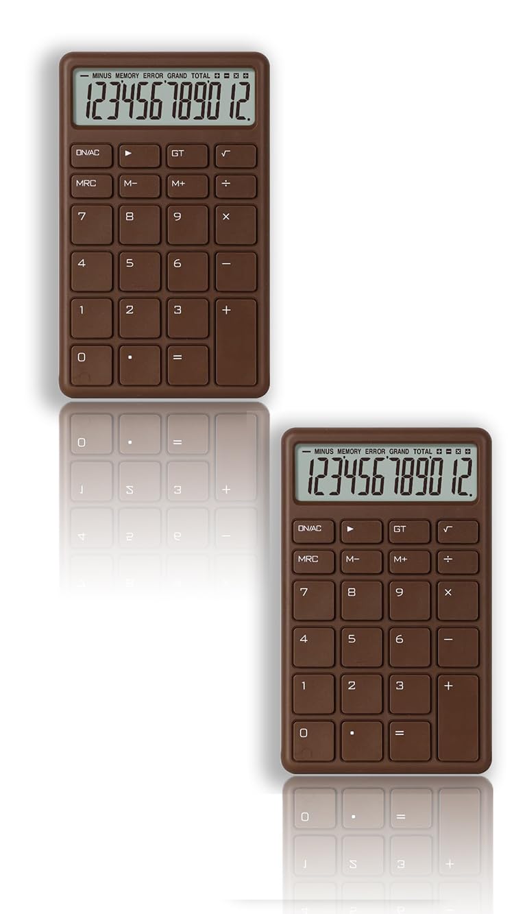 Sweet seven Compact Colorful Handheld Desktop Calculator with Bright LCD Display - Dual Power for Business, Office, and High School - Pocket Size (3.3×5.4in) Brown