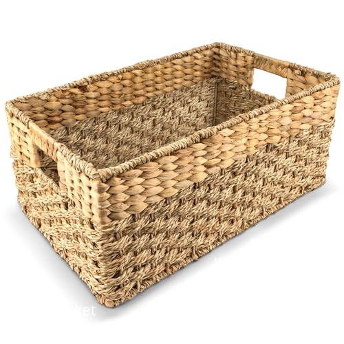 Medium Wicker Basket for Storage, Natural, Seagrass and Hyacinth ...