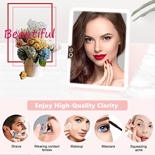 Flymiro Lighted Makeup Mirror With 72 Led Lights,Travel Portable Mirror With 3 Color Lighting And Touch Screen Dimming,1800 Mah Usb Rechargeable,Vanity Tabletop Desk Cosmetic Foldable Mirror #TOP1
