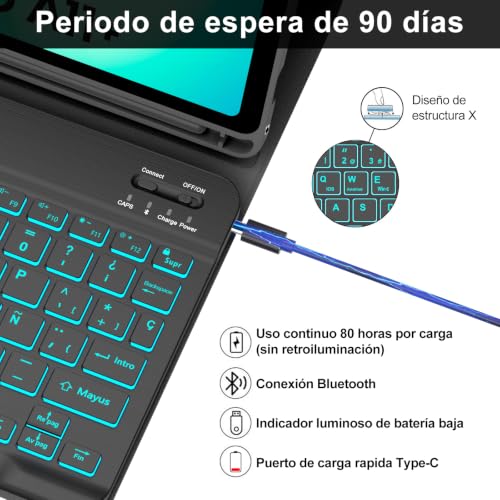 Teclado para Samsung Galaxy Tab A11 Plus con Ñ para escribir cómodamente sin cables 4