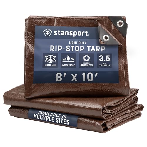 Stansport Light-Duty Rip-Stop Tarp 8' x 10' - Brown (U-810)