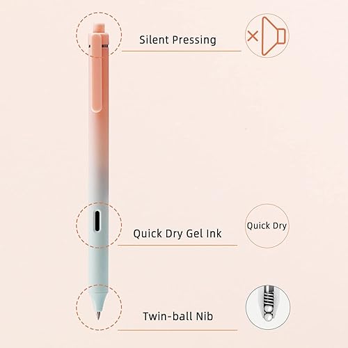 Miniatura 2 de Lindos bolígrafos para mujer de punta fina de 0.020 in, bolígrafos de tinta de gel negro, bolígrafos retráctiles silenciosos que no se corren, 6