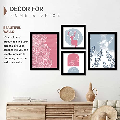 Image of kotart Modern Art Wall Decor Paintings /Posters for Room Bedroom Home Office Living Room - Abstract Art Wall Paintings with Frame Set of 4 (Art 2, Big (13x17 or 13x13 inch))