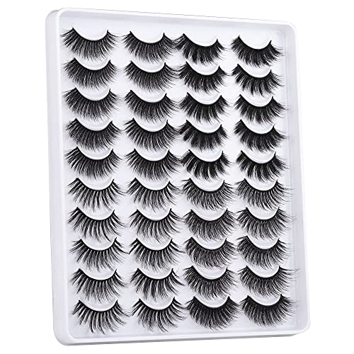 Calphdiar 20 Pairs 3D False Eyelashes Natural Looking Fake Lashes Fluffy High Volume Natural Lashes Pack