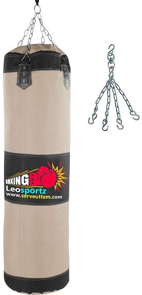 Leosportz Punching Bag for Boxing of Canvas - Heavy Punching Bags for Boxing, Judo, Kickboxing | Boxing Bag Made of PU for Men (Black Canvas, 3Ft) (B09C8X3B7B) Amazon Price History, Amazon Price Tracker