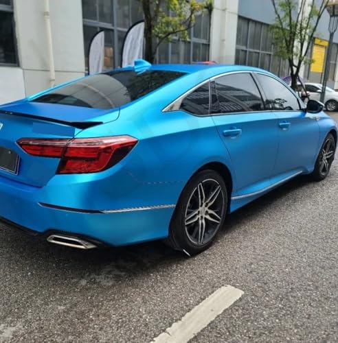 Image of WISDOM Ocean Blue Metallic Vehicle Wrap Vinyl Matt Finish Easy Apply Air-Release Weatherproof DIY Car & Motorcycle (Ocean Blue Metallic, 20 Inch X 17 Feet)
