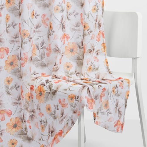 Image of haus & kinder Sheer Door Curtain 7 Feet Long Pack of 1 Door Curtain, 7 Feet Curtain for Door, Light-Filtering & Breathable (Floral Drift, Multicolor 114x213cm)