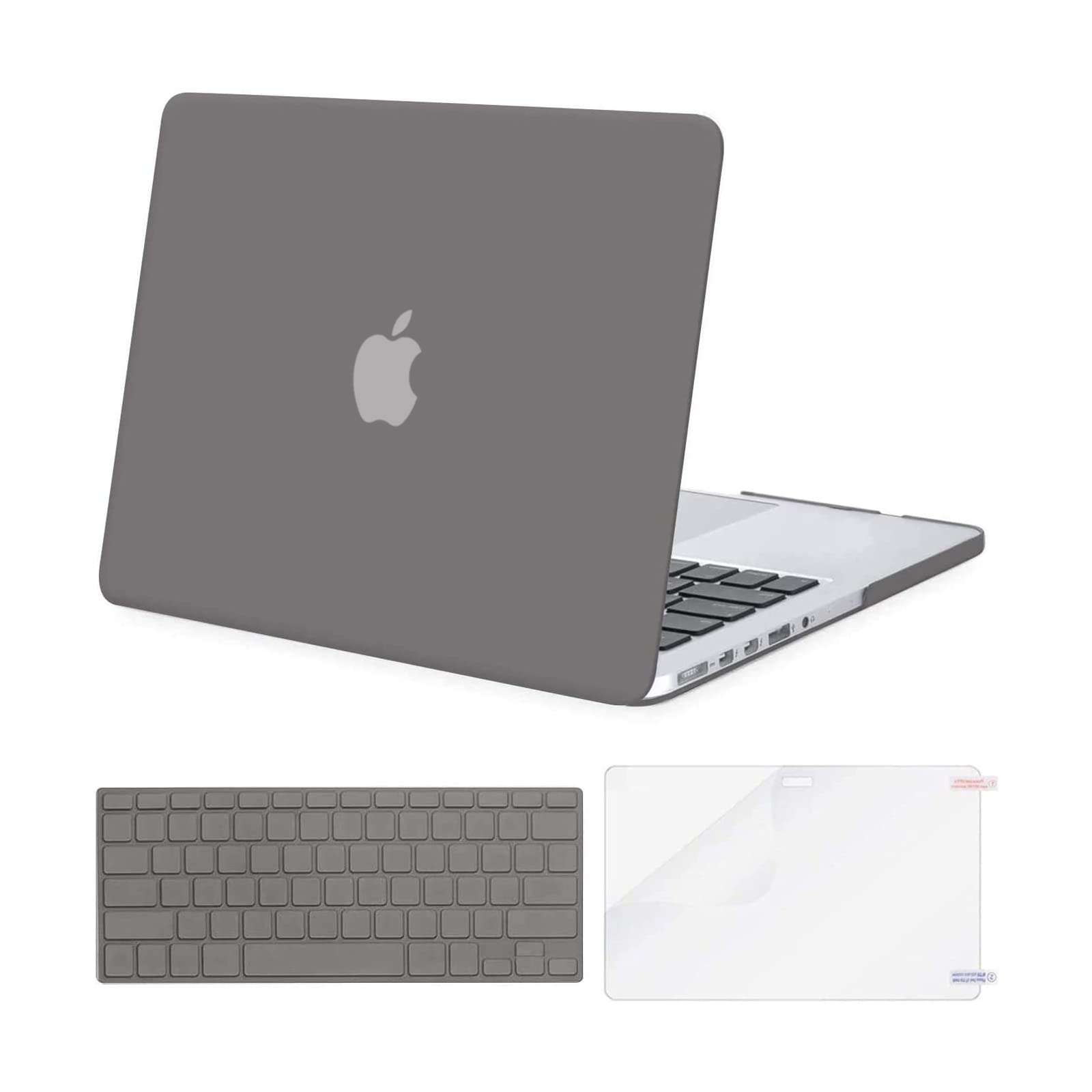 MOSISO Case Only Compatible with MacBook Pro Retina 13 inch (Models: A1502 & A1425) (Older Version Release 2015 - end 2012), Plastic Hard Shell Case & Keyboard Cover & Screen Protector, Gray