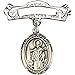 Sterling Silver Baby Badge with St. Wolfgang Charm and Arched Polished Badge Pin 7/8 X 7/8 inches