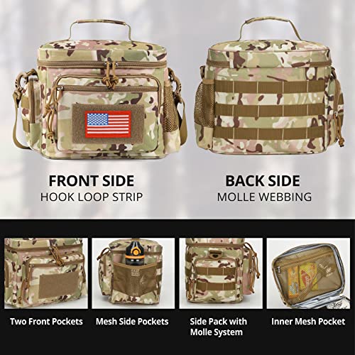 Atripack Lunch Box For Men, Tactical Lunch Bag Molle Webbing Leakproof Insulated Large Lunch Cooler Women Adult Meal With Adjustable Shoulder Strap Durable Lunch Pail (Camo-Brown) #TOP5