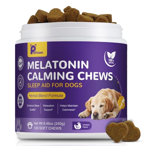 Melatonin for Dogs - Dog Sleep Aid Calming Chews for Small and Large Dogs - Natural Hemp Dog Sleep Aid, Puppy Sleeping Pills for Anxiety, Stress, Separation, Barking, Fireworks,150 ct