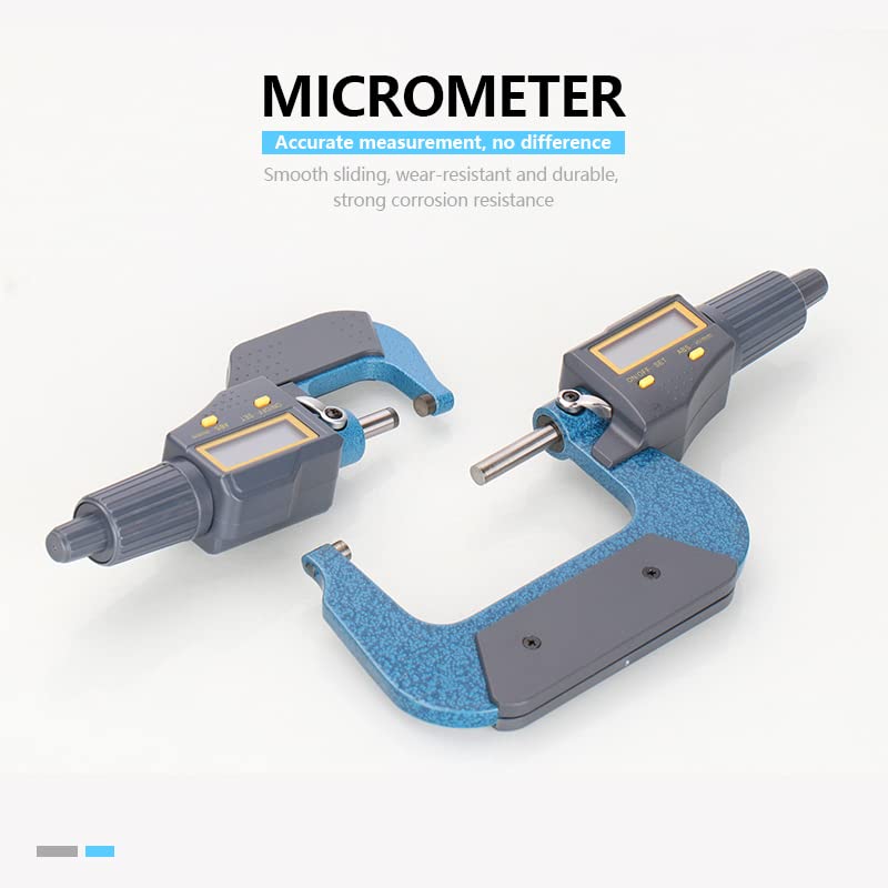 Micrómetro micrómetro digital 0-25/50/75 100mm 0.001mm Calibrador electrónico con LCD Pinza de despiadado exterior,Alta precisión(50-75mm)