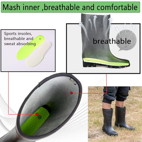 Donbest Gummistiefel Herren Damen Hoch Regenstiefel Langschaft Halbschaft Kurzschaft Wasserdichte Garten Stiefel Anti Rutsch Wellington Boots Rain Boots,Schwarz1,EU39