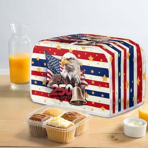 Image of 2 Slice Toaster Oven Dust Protection Cover 250 Years Celebration American Flag Eagle Toaster Bread Machine Cover July 4th USA Independence Day Decor