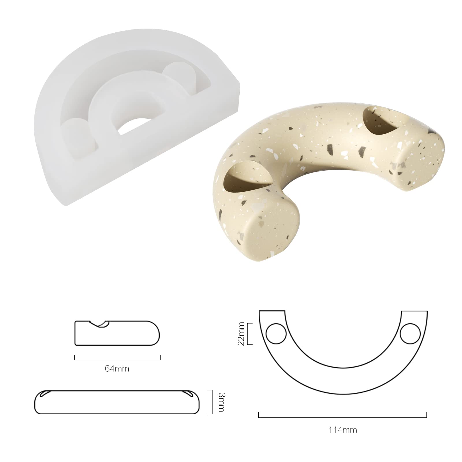 Candle Holder Mold for Pillar Candles Tall Taper Long Thick Candles Holder 'U' Shaped Decor Display Best for Dining, Party or Wedding