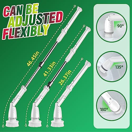 Electric Spin Scrubber, 520RPM Cordless Cleaning Brush with 6 Replaceable Brush Heads & Adjustable Extension Long Handle Power Shower Scrubber for Cleaning Bathroom Tub Grout Floor Wall Sink Tile - Image 4