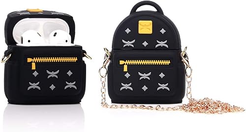 Funda de silicona compatible con Apple Airpods 1 y 2 diseño divertido el mejor regalo para niñas, niños o mujeres (bolsa negra)