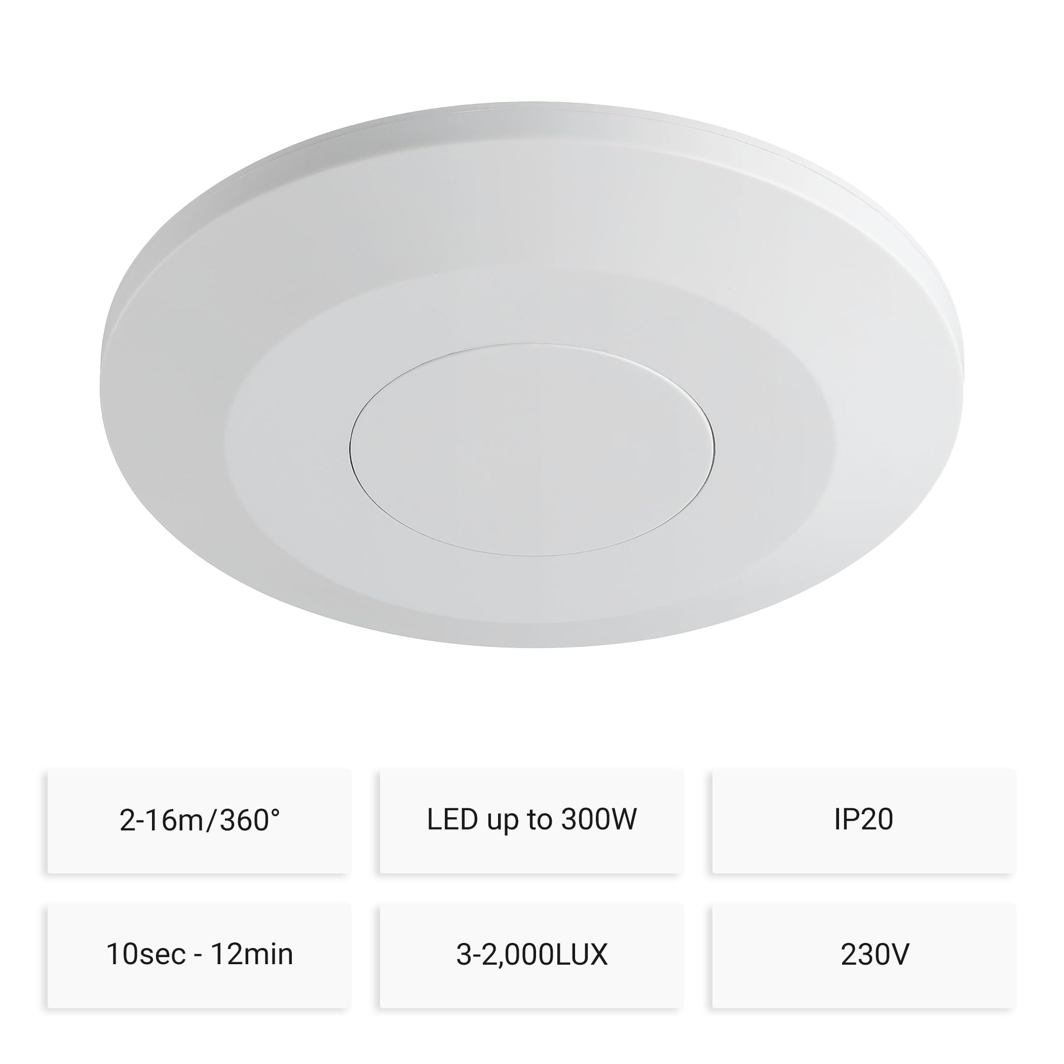 SEBSON Motion Sensor Indoor, Surface Ceiling Mounting, LED suitable, HF Motion Detector programmable - Image 2
