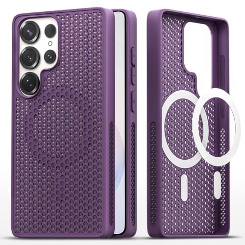 Image of Pikkme Back Cover for Samsung S26 Ultra 5G | Honeycomb Cooling Design | Silicone Heat Dissipation | Mag-Safe Compatible | Shockproof Camera Protection Bumper Case (Purple)