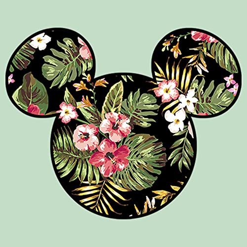 Disney Characters Floral Mickey Girl's Heather Crew Tee2