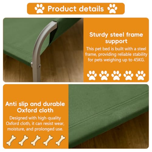 Image of Qpets Elevated Pet Bed for Cats and Dogs, Oxford Cloth with Steel Frame, 45kg Loading Capacity, Anti-Scratch Fabric, All Season Pet Rest Bed, Easy-Clean Pet Cot for Indoor, Outdoor & Travel Use