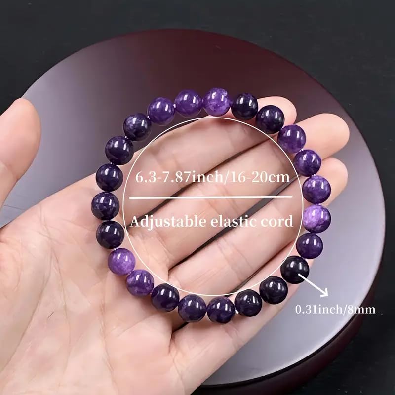 1pc Amethyst Crystal Bracelet, Handcrafted Purple Gemstone,Unisex,Gift for Friends, Daily Wear Solid Unscented Format4