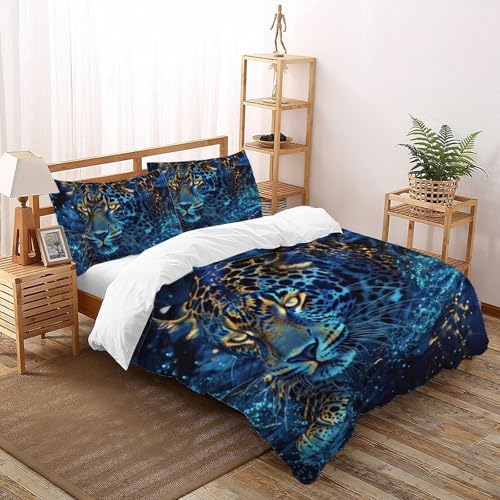Housse de couette animaux imprimé 3d finitions soignées parure lit double microfibre