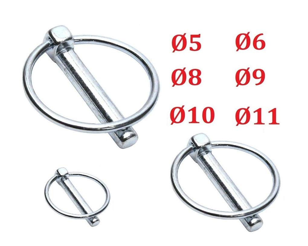 Galvanized Steel Linch PIN 5MM 6MM 8MM 9MM 10MM TRAILOR Tractor Safety Clip Lock Lynch Truck (Diameter 5mm x Length 40mm)