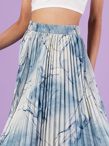 Image of OTABU | Exquisite Marble Elegance A-Line Printed Midi Skirt for Women