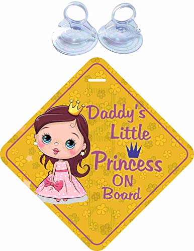 KREEPO Daddy's Little Princess on Board Yellow Safety Warning Sticker for Driver, No Fade, Removable (Pack of 2) CV-39