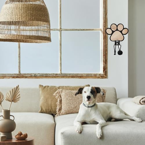 Qnvyw 2 Stück Hundepfotenhaken (Schwarz/Weiß) - Praktische Hundegarderobe mit Hundeleinen Halterung Wand