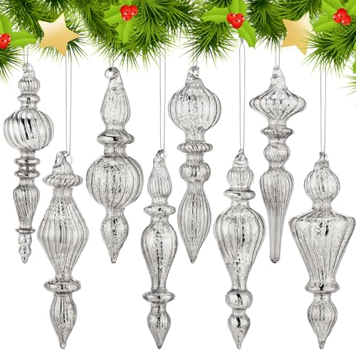 Mifoci 8 Pcs 6 Inch Mercury Glass Finial Christmas...