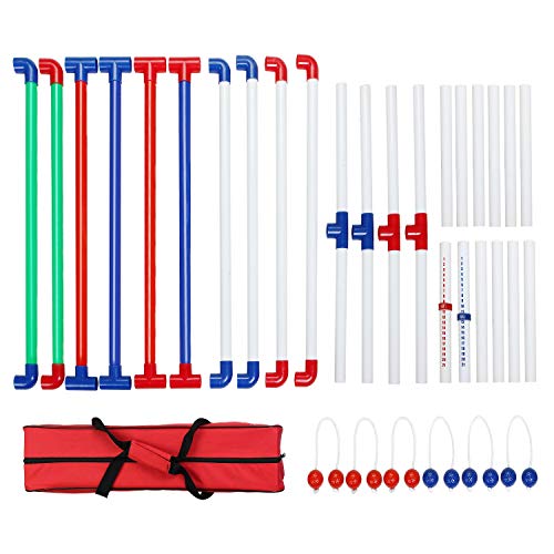 Win SPORTS Ladder Toss Outdoor Game Set Indoor Ladder Ball Toss Game with 6 Weighted Bolos, Carrying Case and Sand Weighted PVC Piping,Games for Adults, Kids, Family