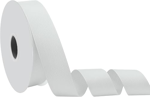 Maclemon Cinta de grogrén blanca de 34 pulgadas x 100 yardas para manualidades, lazos para el cabello, envoltorios de regalos, artes, costura floral
