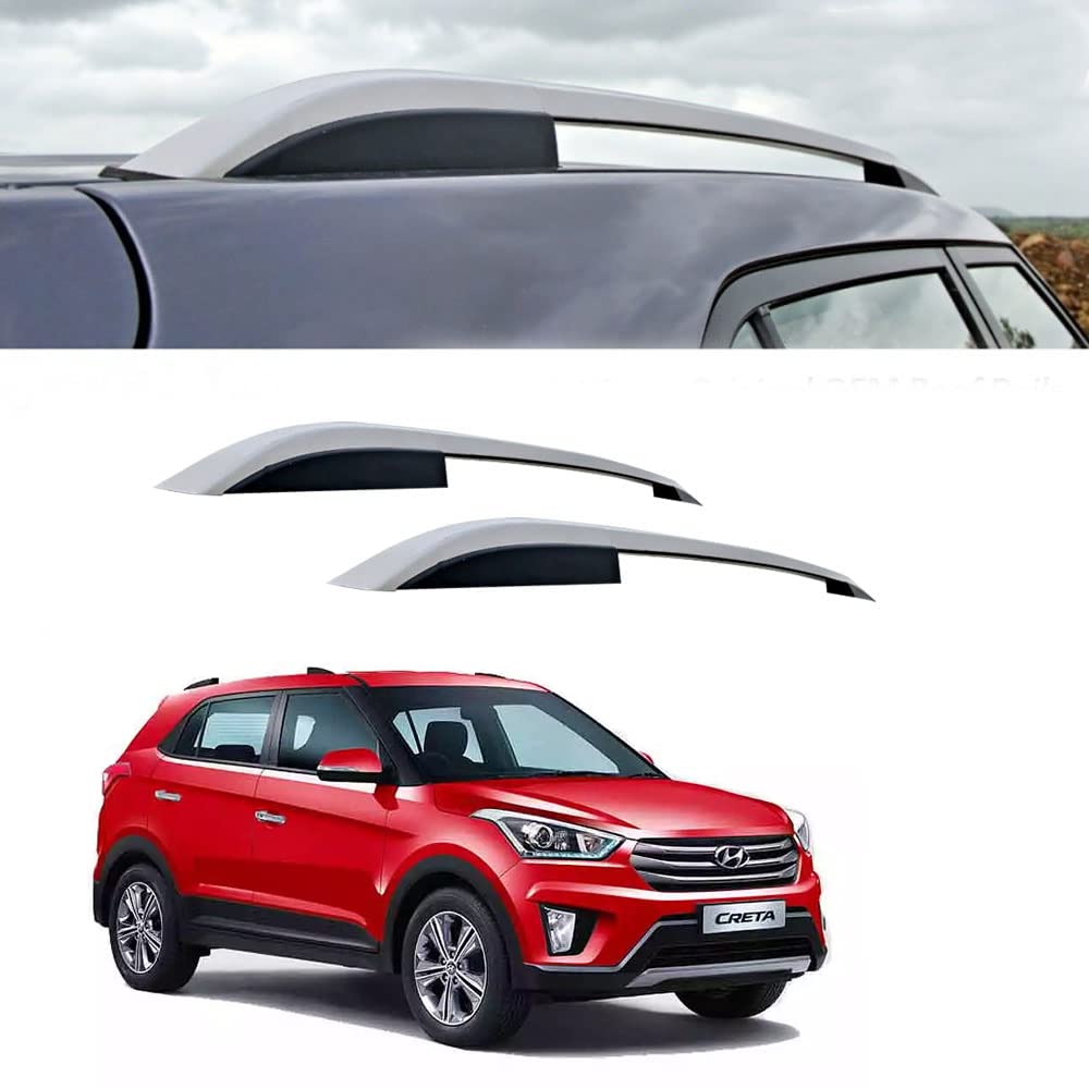 Auto Pearl O.E. Type Roof Rail Compatible with Creta 2015 (Set of 2)|Silver Black-image-42