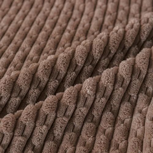 Set of 4 Light Brown Decorative Throw Pillow Covers 20x20 Inch Corduroy Pillow Covers for Bed Couch Sofa Living Room Soft Square Cushion Cases