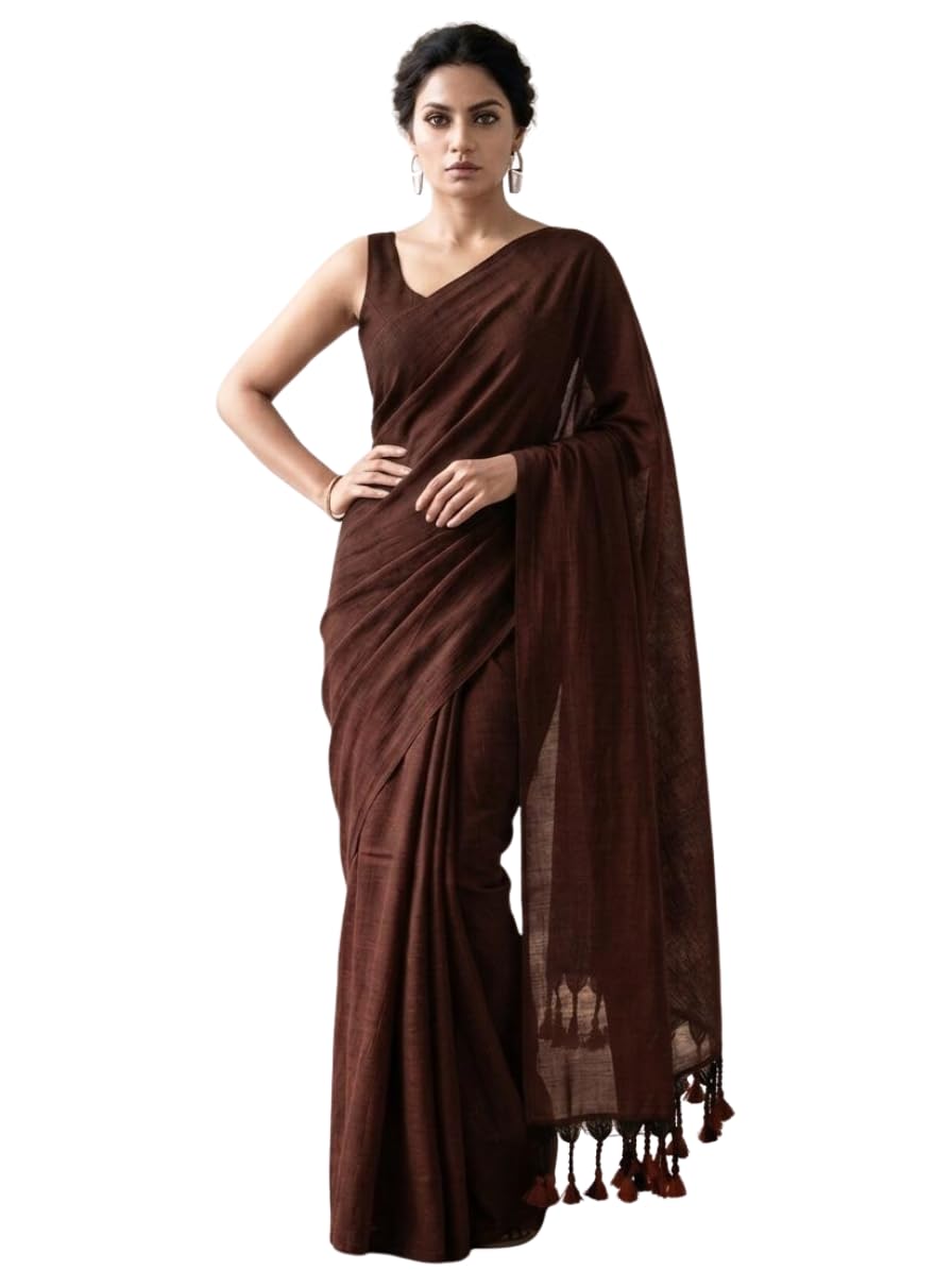 Women's Pure Cotton Saree with Blouse Piece | Soft Lightweight Traditional Saree | Elegant Casual, Office, Festive & Party Draping Saree-image-14