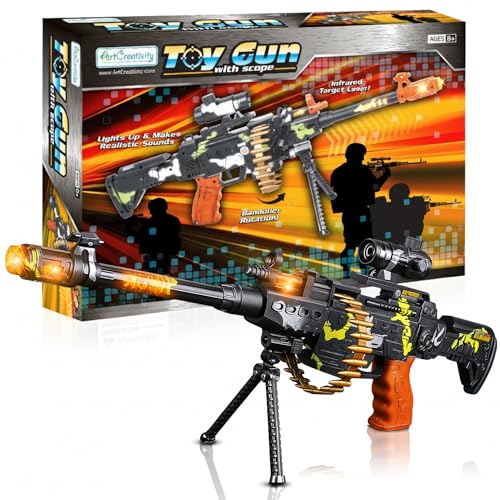 Product Image of the ArtCreativity Toy Gun with Scope, Stand and Realistic Sound Effects - Military...