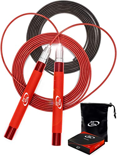 Deluxe High Speed Jump Rope - Skipping Rope for Fitness - Jump Ropes Adjustable Cables (2), Crossfit Jump Rope Workout for Women Or Men Gift - Double Unders Speed Rope - Boxing Jumping Rope for Adults