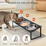 Elevated Cat Bowls with Food Mat, 10°Tilted Non-Slip Raised Cat Food Water Bowls Set, 3 Thick Stainless Steel Pets Dishes with Cute Metal Feeding Stand for Indoor Kitten Puppy, Anti-Vomiting - Image 3