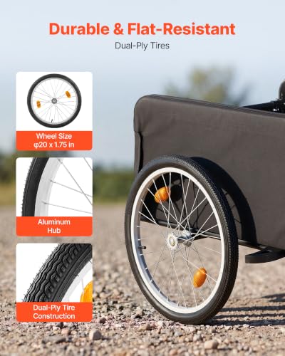 Image of VEVOR Bike Cargo Trailer, 88 /100 /130 /160 lbs Load Capacity, Heavy-Duty Bicycle Wagon Cart, Foldable Compact Storage with Universal Hitch