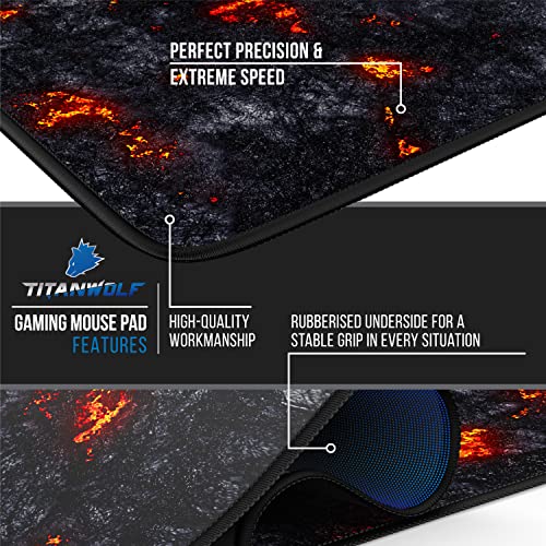 TITANWOLF - Extra Large Gaming Mouse Mat 1200x600mm Oversize - XXL Mouse Pad - Desk Pad XXXL Extended – Mice Mat Pad For Precision and Speed - Non-Slip Rubber Base – For Mouse and Keyboard - Black - Image 3