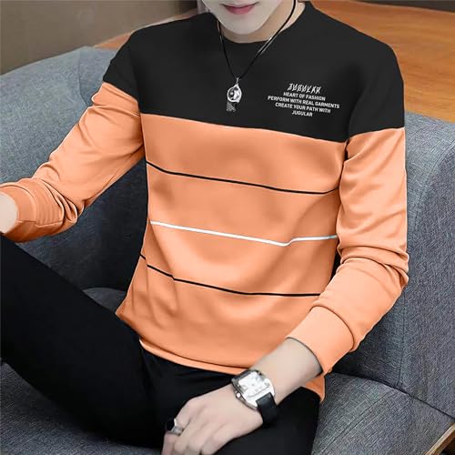 Image of JUGULAR Men Striped Round Neck Pure Cotton Multicolor Regular Fit T-Shirt