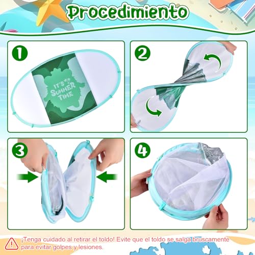 Miniatura 6 de Yoohberrys Flotador Bebe Con Sombrilla, Flotador Inflable Natación Bebés, Anillo De Natación Para Bebé Con Asiento Seguridad, Flotador De Piscina Para Bebé, Flotador Bebe Para 3-36 Meses Verde