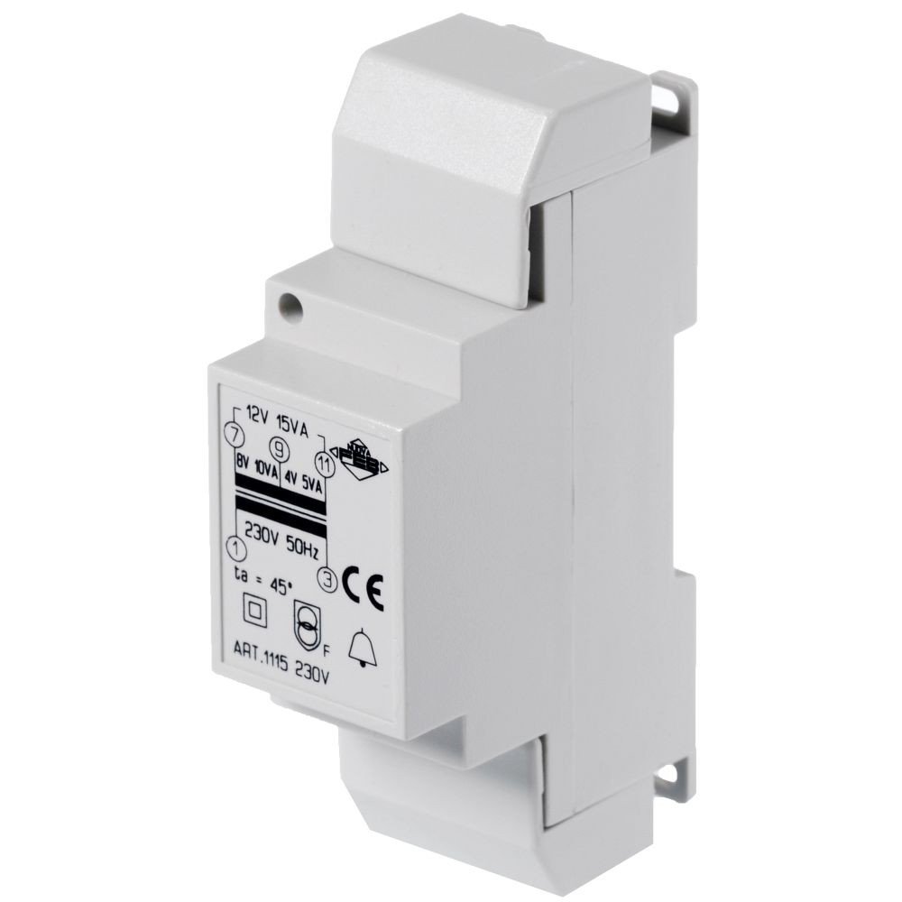 FEB 1115 Trasformatore per Campanello 12 Vac, 15 VA, W, 230 V, Grigio Chiaro